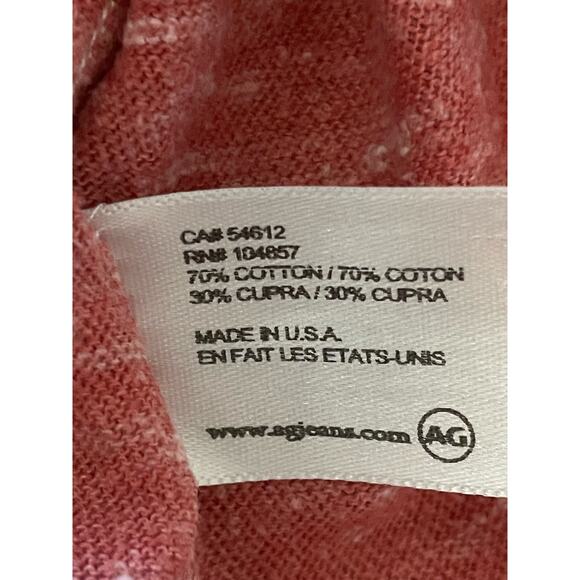 AG Adriano Goldschmied Heathered Red Cotton blend Short Sleeve T-Shirt Large - Picture 3 of 8